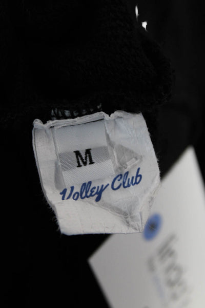 Volley Club Womens Pullover Logo Pocket Front Hoodie Sweatshirt Black Medium