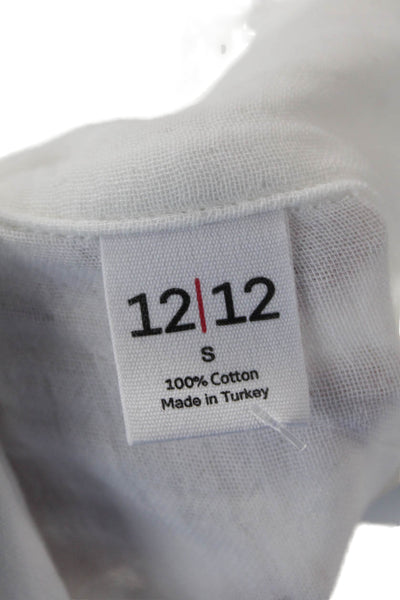 12 12 Womens Long Sleeve Button Front Collared Shirt White Cotton Size Small