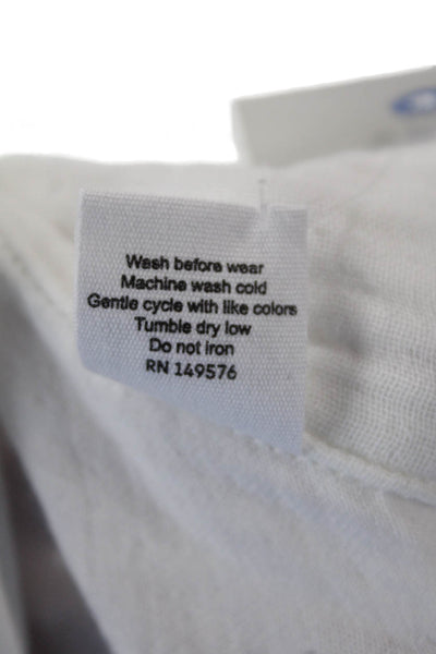 12 12 Womens Long Sleeve Button Front Collared Shirt White Cotton Size Small