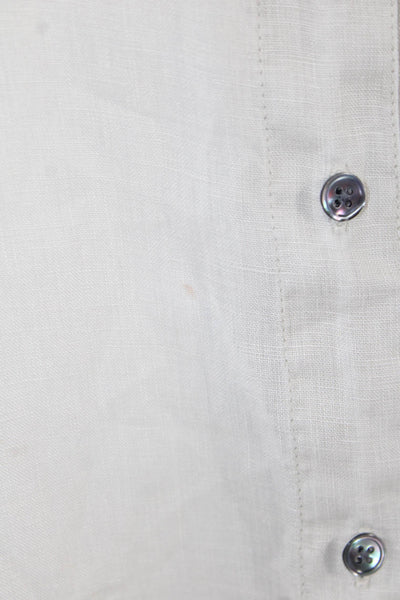 James Perse Womens Long Sleeve Button Front Collared Linen Shirt Beige Size 3