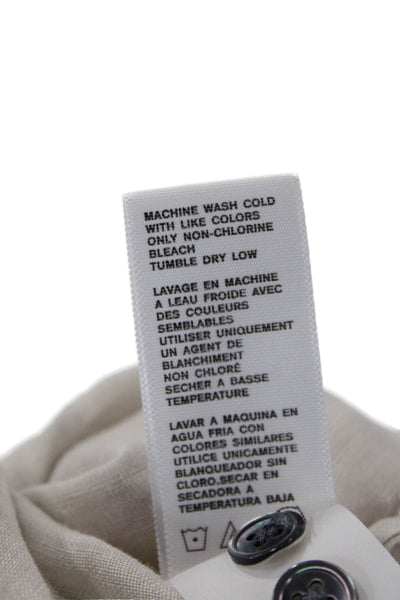 James Perse Womens Long Sleeve Button Front Collared Linen Shirt Beige Size 3