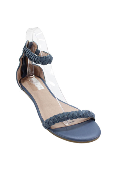 Joie Womens Suede Ankle Strap Fringe Detail Sandals Blue Size 37 7