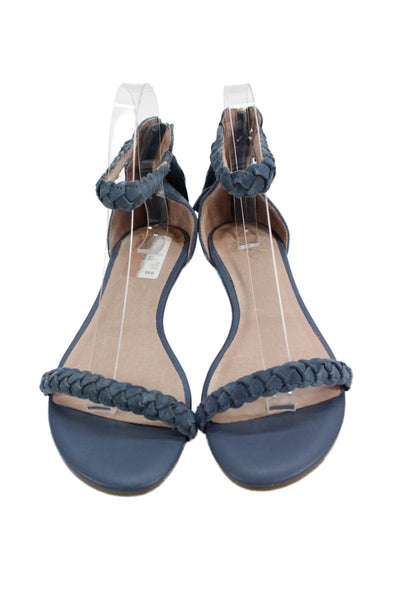 Joie Womens Suede Ankle Strap Fringe Detail Sandals Blue Size 37 7
