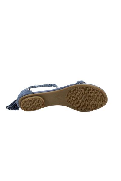 Joie Womens Suede Ankle Strap Fringe Detail Sandals Blue Size 37 7