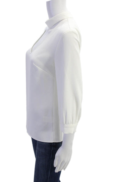 Trina Turk Womens Cut Out Front 3/4 Sleeve Blouse Top White Size Small
