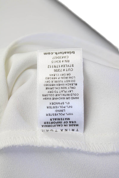 Trina Turk Womens Cut Out Front 3/4 Sleeve Blouse Top White Size Small