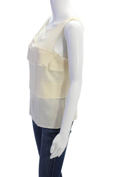 Escada Womens Silk Layered Scoop Neck Sleeveless Blouse Top Beige Size 36