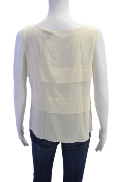 Escada Womens Silk Layered Scoop Neck Sleeveless Blouse Top Beige Size 36