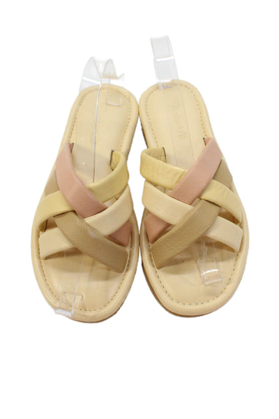 Madewell Womens Leather Strappy Slide On Sandals Beige Pink Size 7