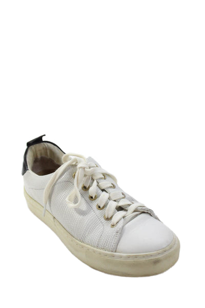 Kurt Geiger London Womens Leather Low Top Sneakers White Black Size 39 9