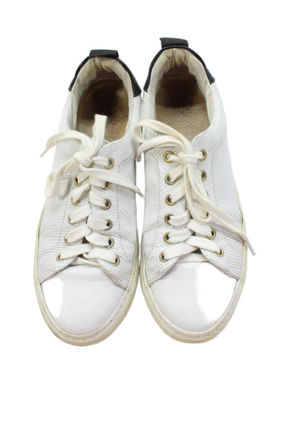 Kurt Geiger London Womens Leather Low Top Sneakers White Black Size 39 9
