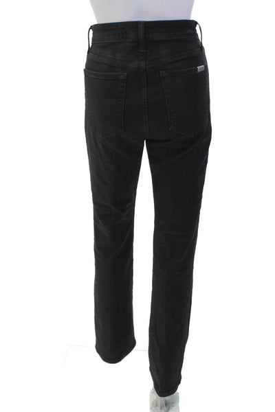 Joes Womens High Rise Flare Leg Jeans Coated Black Cotton Size 28