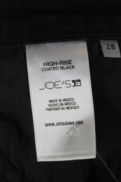 Joes Womens High Rise Flare Leg Jeans Coated Black Cotton Size 28