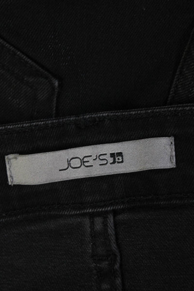 Joes Womens High Rise Flare Leg Jeans Coated Black Cotton Size 28