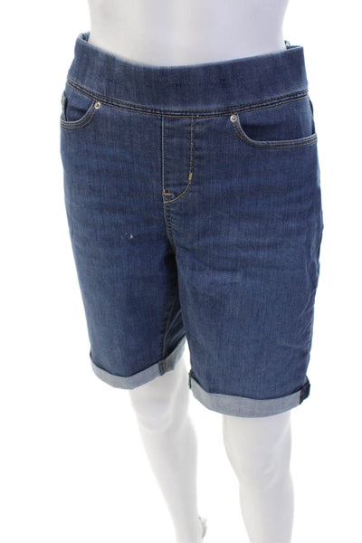 Levis Womens Denim Totally Shaping Pull On Cuffed Bermuda Shorts Blue Size 30