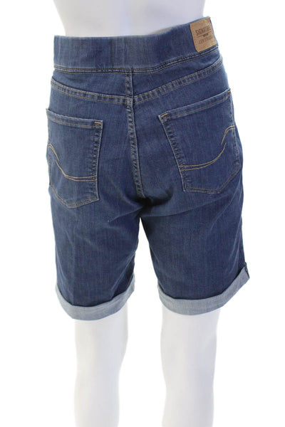Levis Womens Denim Totally Shaping Pull On Cuffed Bermuda Shorts Blue Size 30