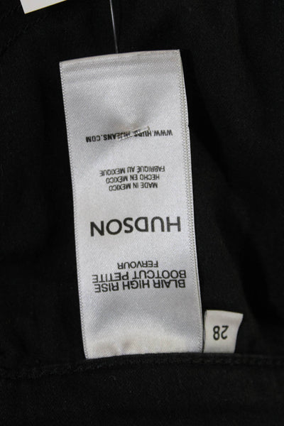 Hudson Womens Blair High Rise Boot Cut Petite Jeans Black Cotton Size 28