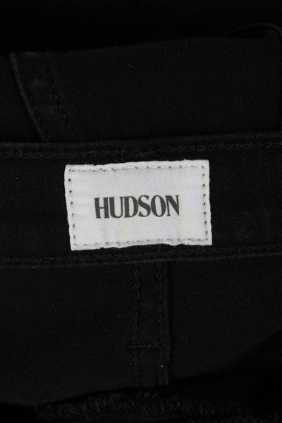 Hudson Womens Blair High Rise Boot Cut Petite Jeans Black Cotton Size 28