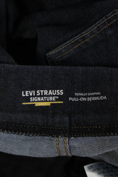 Levis Womens Denim Totally Shaping Pull On Bermuda Shorts Blue Size 30