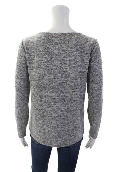 Talbots Womens Shiny Long Sleeve Round Neck Tie Hem Shirt Gray Size S
