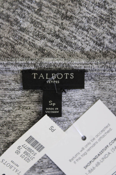 Talbots Womens Shiny Long Sleeve Round Neck Tie Hem Shirt Gray Size S