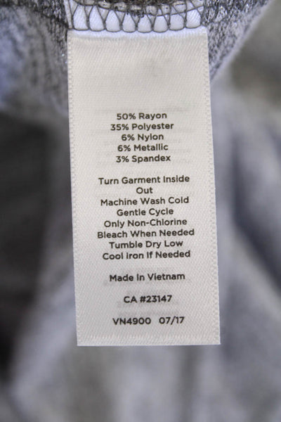 Talbots Womens Shiny Long Sleeve Round Neck Tie Hem Shirt Gray Size S
