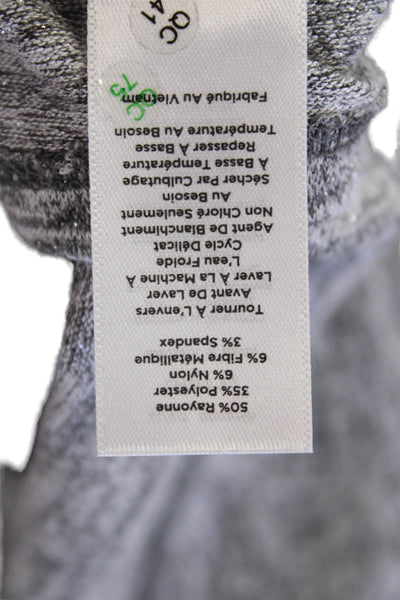 Talbots Womens Shiny Long Sleeve Round Neck Tie Hem Shirt Gray Size S