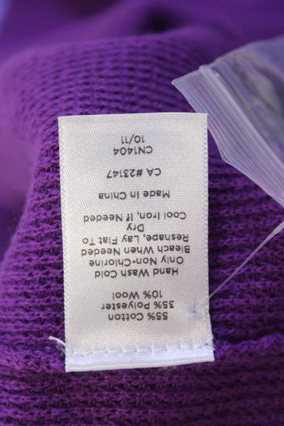 Talbots Womens Cotton Waffle Knit Long Sleeve Button Down Sweater Purple Size PS