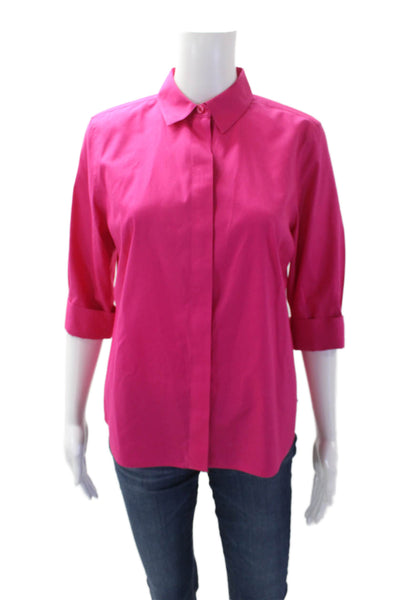 Chicos Womens Cotton Collared Effortless Woven Button Up Summer Berry Size 0P