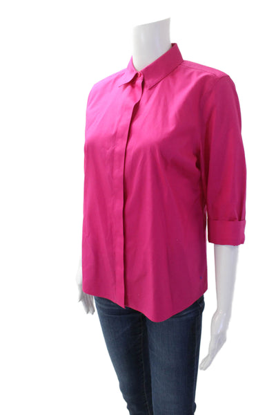 Chicos Womens Cotton Collared Effortless Woven Button Up Summer Berry Size 0P