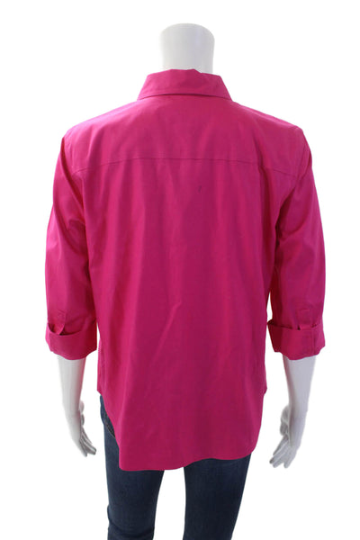 Chicos Womens Cotton Collared Effortless Woven Button Up Summer Berry Size 0P