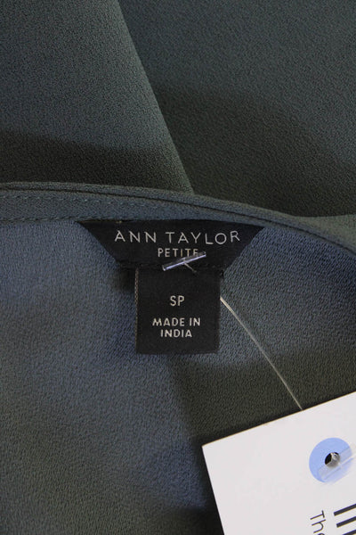 Ann Taylor Womens Embellished Round Neck Quarter Sleeve Blouse Green Size SP