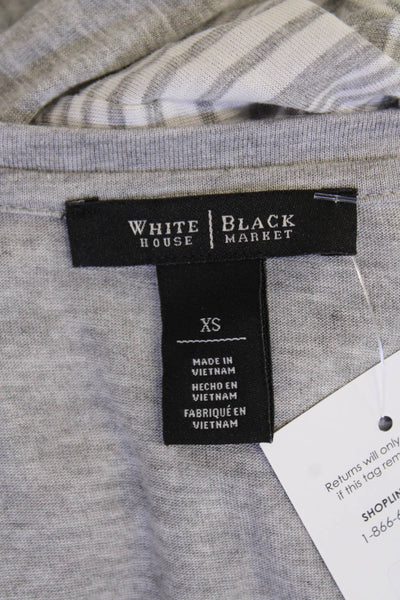 White House Black Market Womens Striped Print Half Sleeve Top Gray Size XS