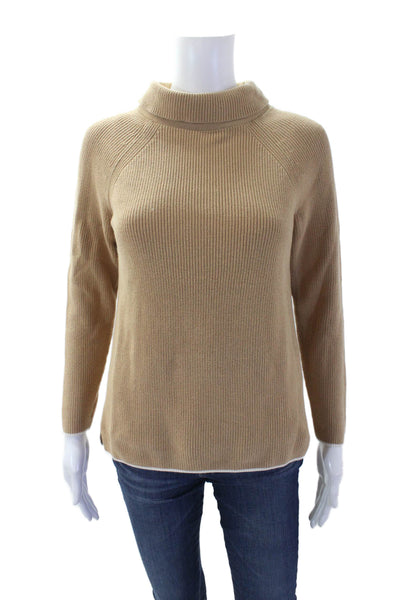 Talbots Womens Cotton Long Sleeve Turtleneck Pullover Sweater Brown Size S