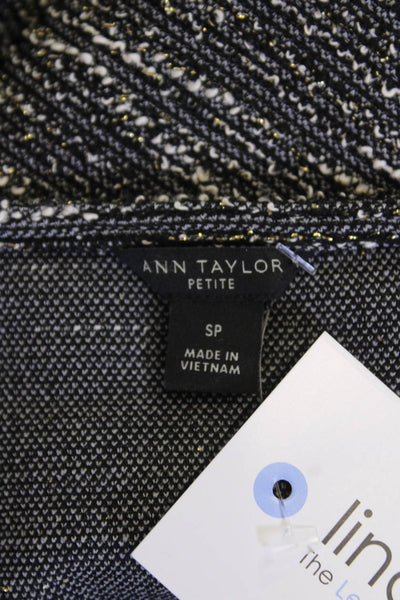 Ann Taylor Womens Cotton Tweed Lace Trim Short Sleeve Blouse Black Size S