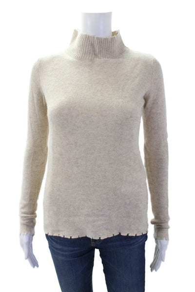 Fate. Womens Cashmere Long Sleeves Turtleneck Sweater Beige Size Small