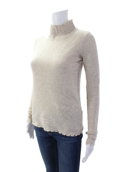 Fate. Womens Cashmere Long Sleeves Turtleneck Sweater Beige Size Small