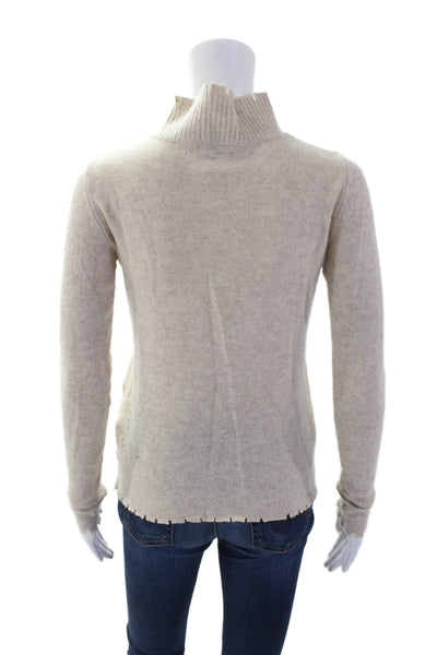 Fate. Womens Cashmere Long Sleeves Turtleneck Sweater Beige Size Small