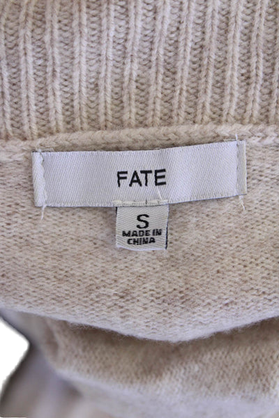 Fate. Womens Cashmere Long Sleeves Turtleneck Sweater Beige Size Small