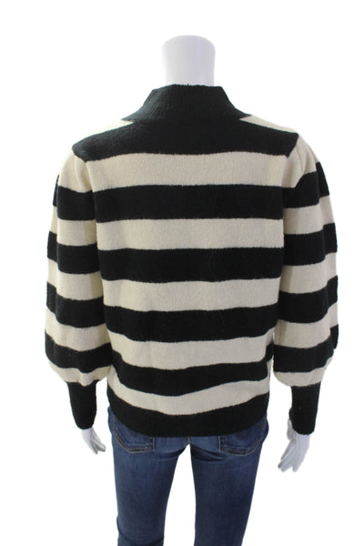 Cliche Womens Striped Turtleneck Sweater Black White Size Small