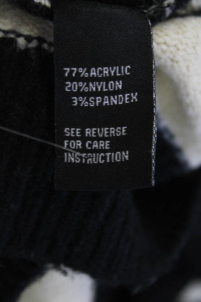 Cliche Womens Striped Turtleneck Sweater Black White Size Small