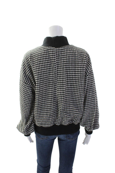 J.O.A. Womens Houndstooth Print Turtleneck Sweater Black White Size Small
