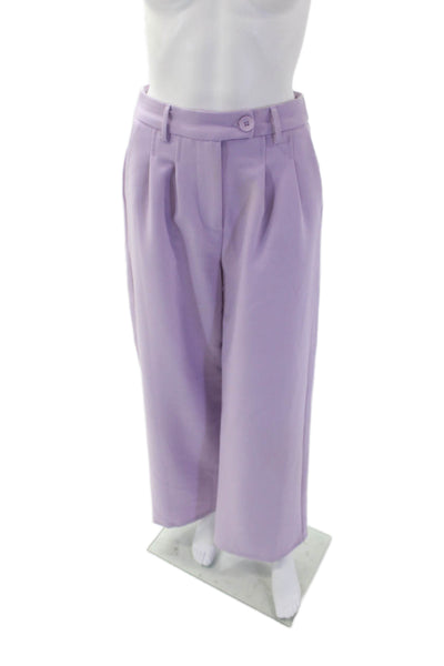 Princess Polly Womens Pleated Front High Rise Wide Leg Pants Lavender Size 6