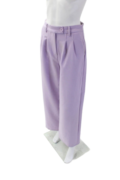 Princess Polly Womens Pleated Front High Rise Wide Leg Pants Lavender Size 6