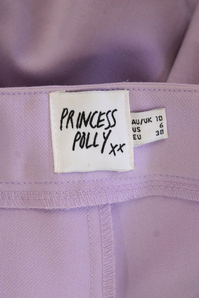 Princess Polly Womens Pleated Front High Rise Wide Leg Pants Lavender Size 6