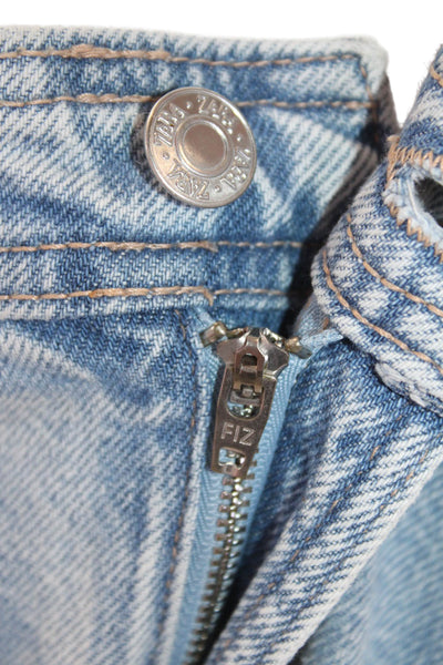 Zara Womens High Rise Wide Leg Zip Up Cargo Jeans Blue Cotton Size 4