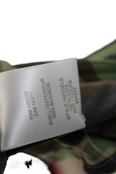 Equipment Femme Womens Camouflage Sleeveless Silk Button Down Top Green Size S