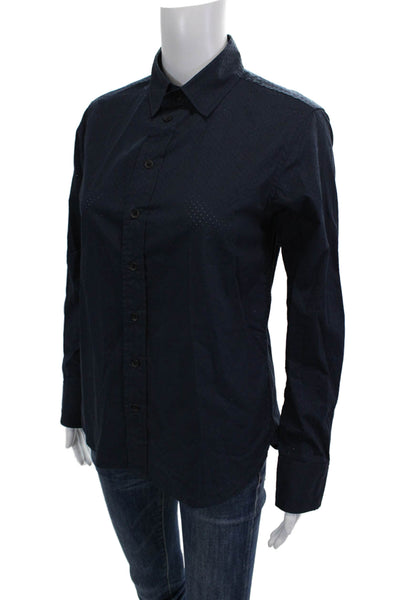 Rag & Bone Womens Cotton Perforated Button Down Shirt Navy Size S