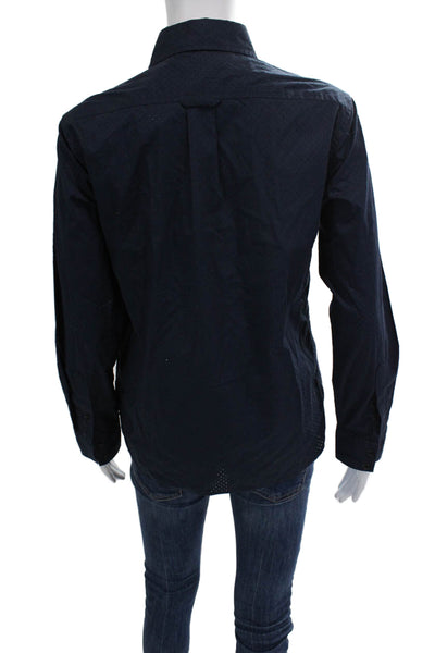Rag & Bone Womens Cotton Perforated Button Down Shirt Navy Size S