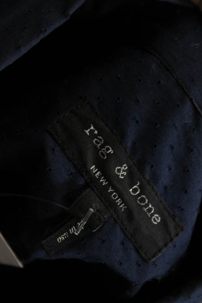Rag & Bone Womens Cotton Perforated Button Down Shirt Navy Size S